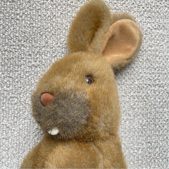 Vintage 1989 24k Polar Puff Brown Bunny Rabbit Stuffed Animal Plush Buck Teeth - Picture 2 of 9